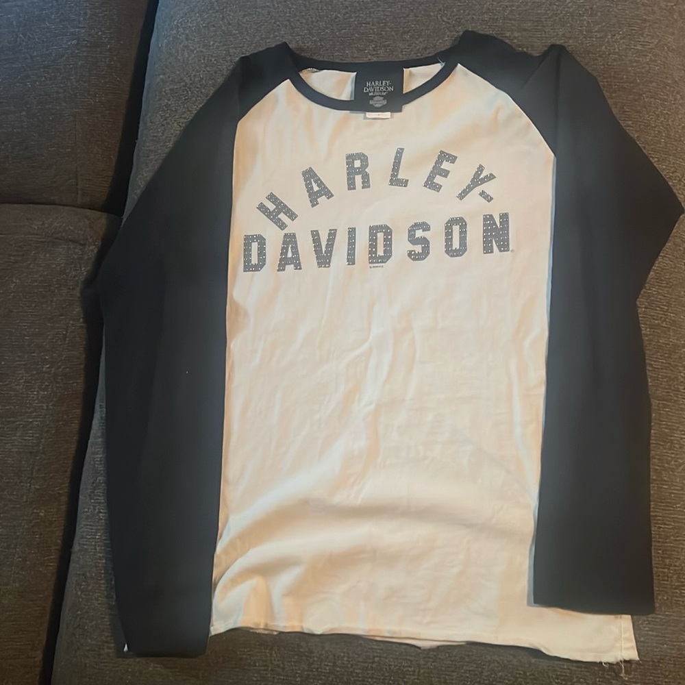 **SOLD 🫶🏼** Bling Harley Davidson Baseball T